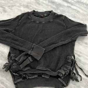 FREE PEOPLE CREW NECK LONG SLEEVE TOP XS